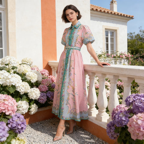 Collared Puff-Sleeve Dress
