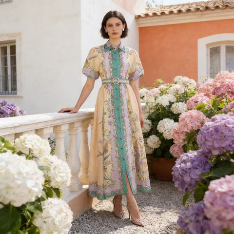 Collared Puff-Sleeve Dress