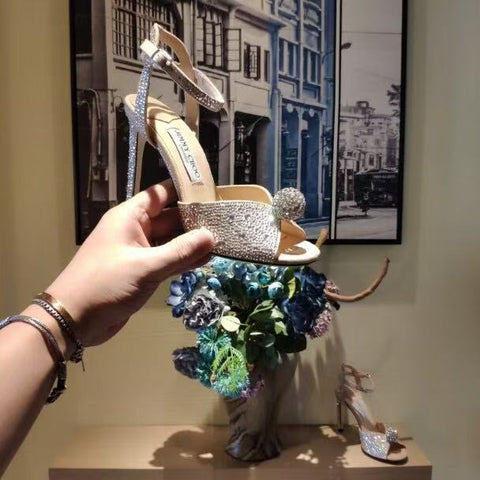 Ankle strap rhinestone sandals