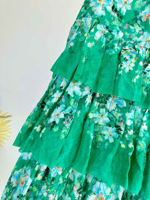Printed Two-Piece High-Waisted Midi Dress