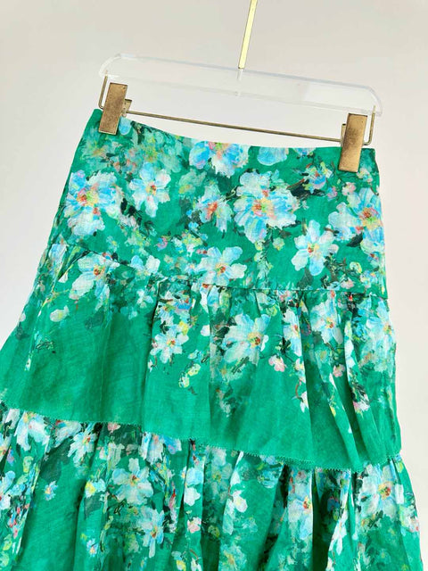 Printed Two-Piece High-Waisted Midi Dress