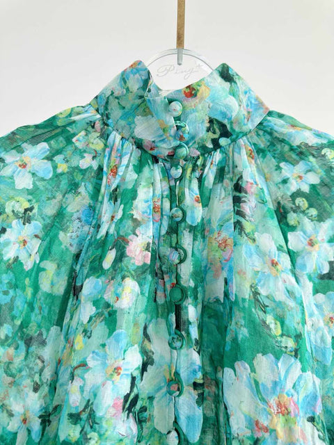 Printed Two-Piece High-Waisted Midi Dress