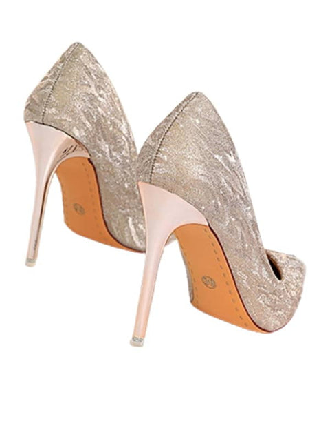 Sequin Fabric Pointed Toe&Pumps