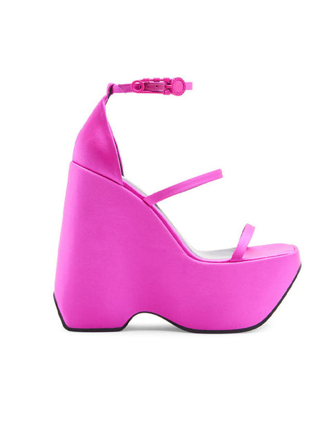 Ankle Strap Buckles Platform Silk Sandal