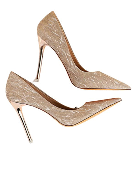 Sequin Fabric Pointed Toe&Pumps