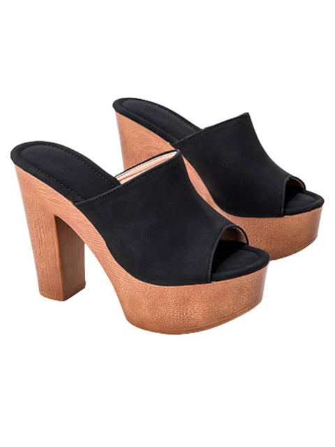 Peep Toe Platform&Mules
