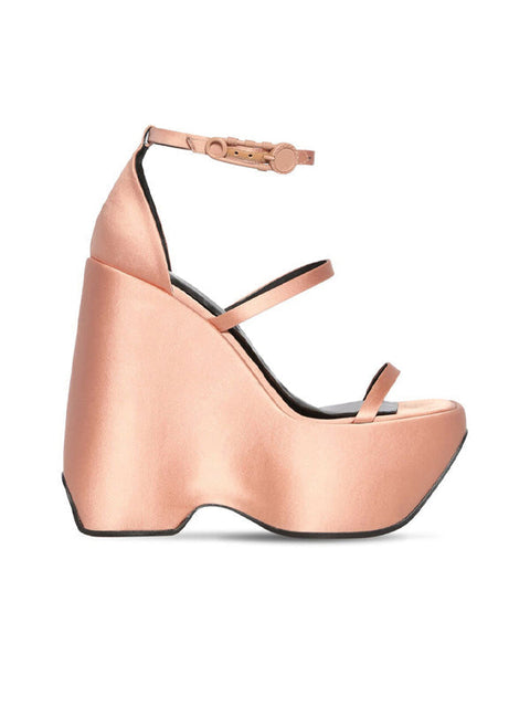 Ankle Strap Buckles Platform Silk Sandal