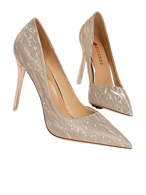 Sequin Fabric Pointed Toe&Pumps