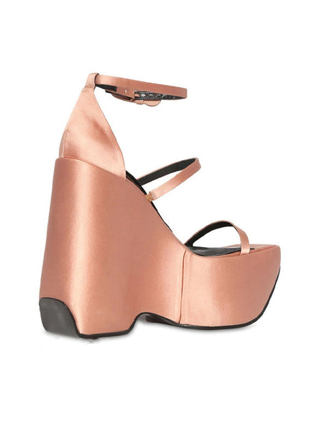 Ankle Strap Buckles Platform Silk Sandal