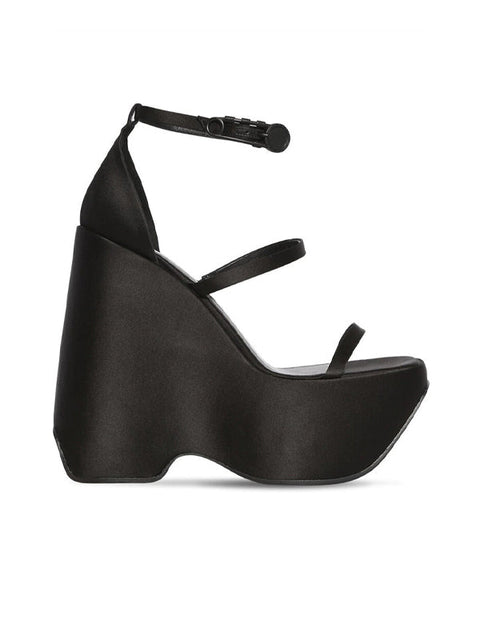 Ankle Strap Buckles Platform Silk Sandal