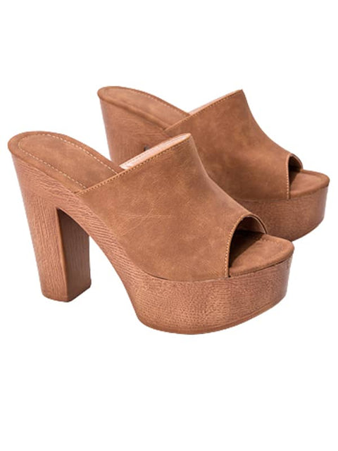 Peep Toe Platform&Mules