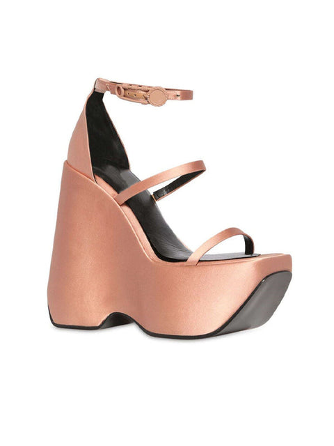 Ankle Strap Buckles Platform Silk Sandal