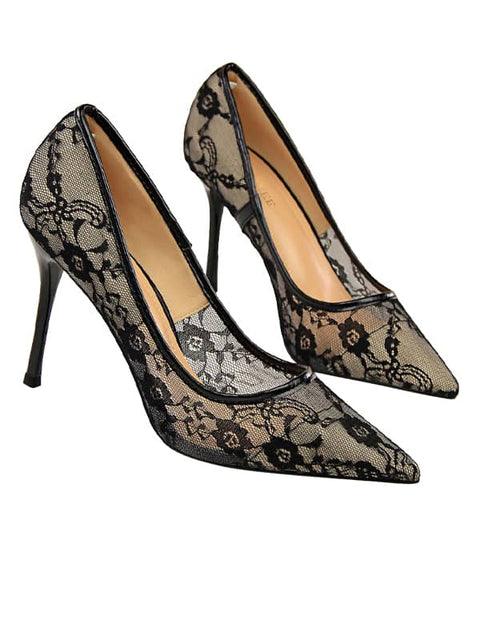Lace Mesh Pointed Toe&Pumps