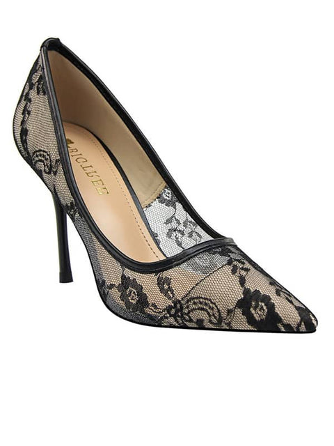 Lace Mesh Pointed Toe&Pumps