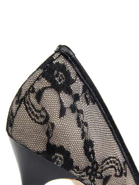 Lace Mesh Pointed Toe&Pumps