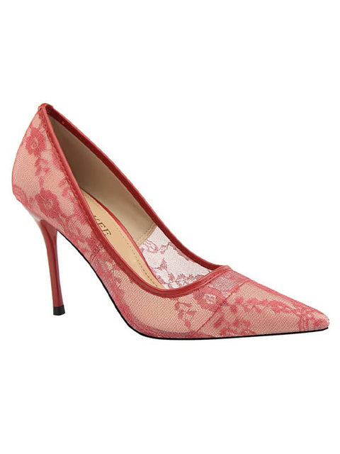 Lace Mesh Pointed Toe&Pumps