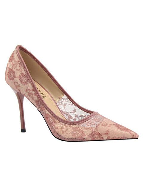 Lace Mesh Pointed Toe&Pumps