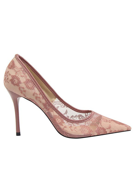 Lace Mesh Pointed Toe&Pumps