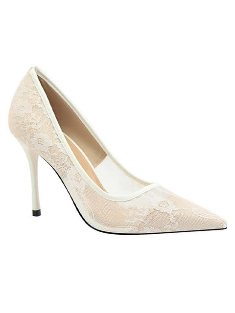 Lace Mesh Pointed Toe&Pumps