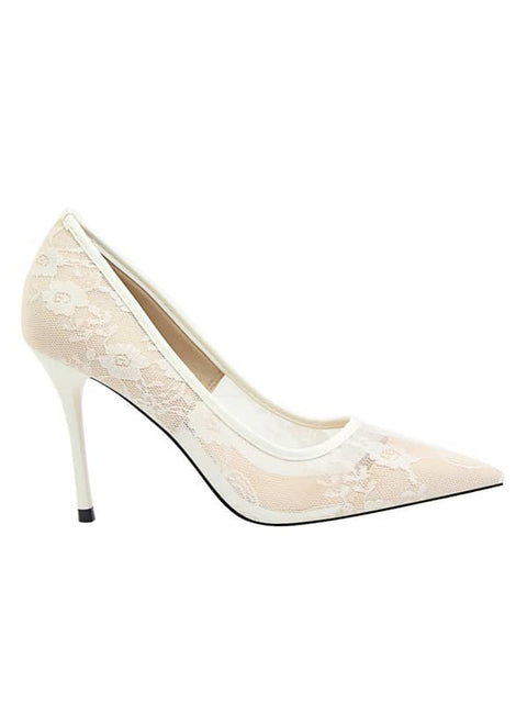 Lace Mesh Pointed Toe&Pumps