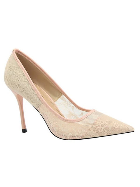 Lace Mesh Pointed Toe&Pumps