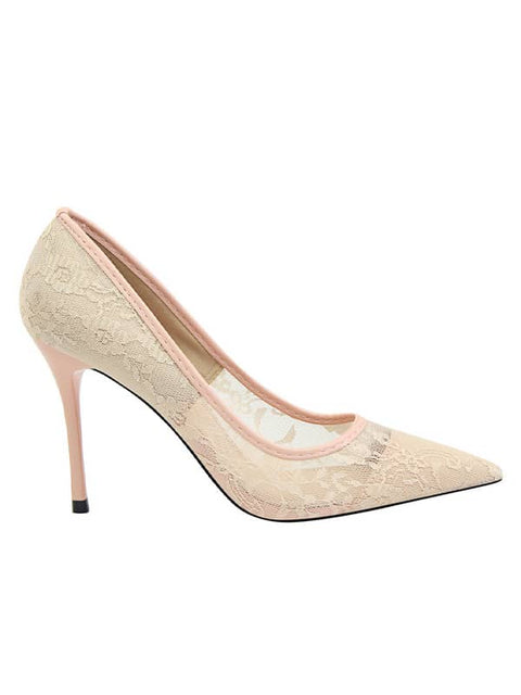 Lace Mesh Pointed Toe&Pumps