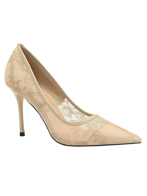 Lace Mesh Pointed Toe&Pumps