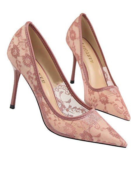 Lace Mesh Pointed Toe&Pumps