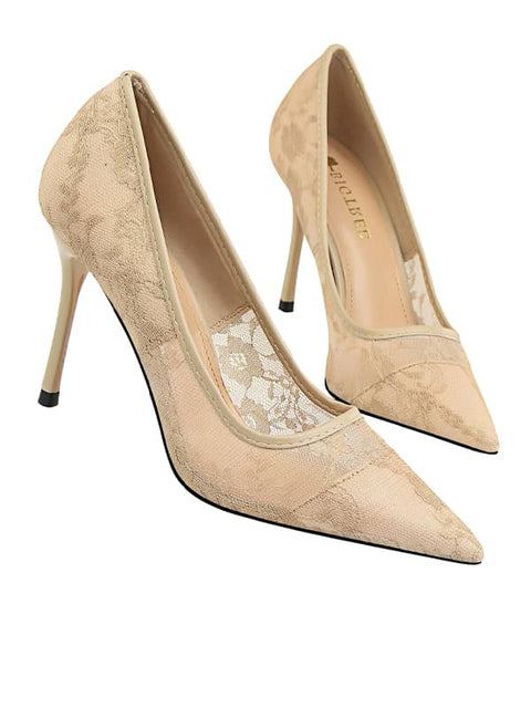 Lace Mesh Pointed Toe&Pumps